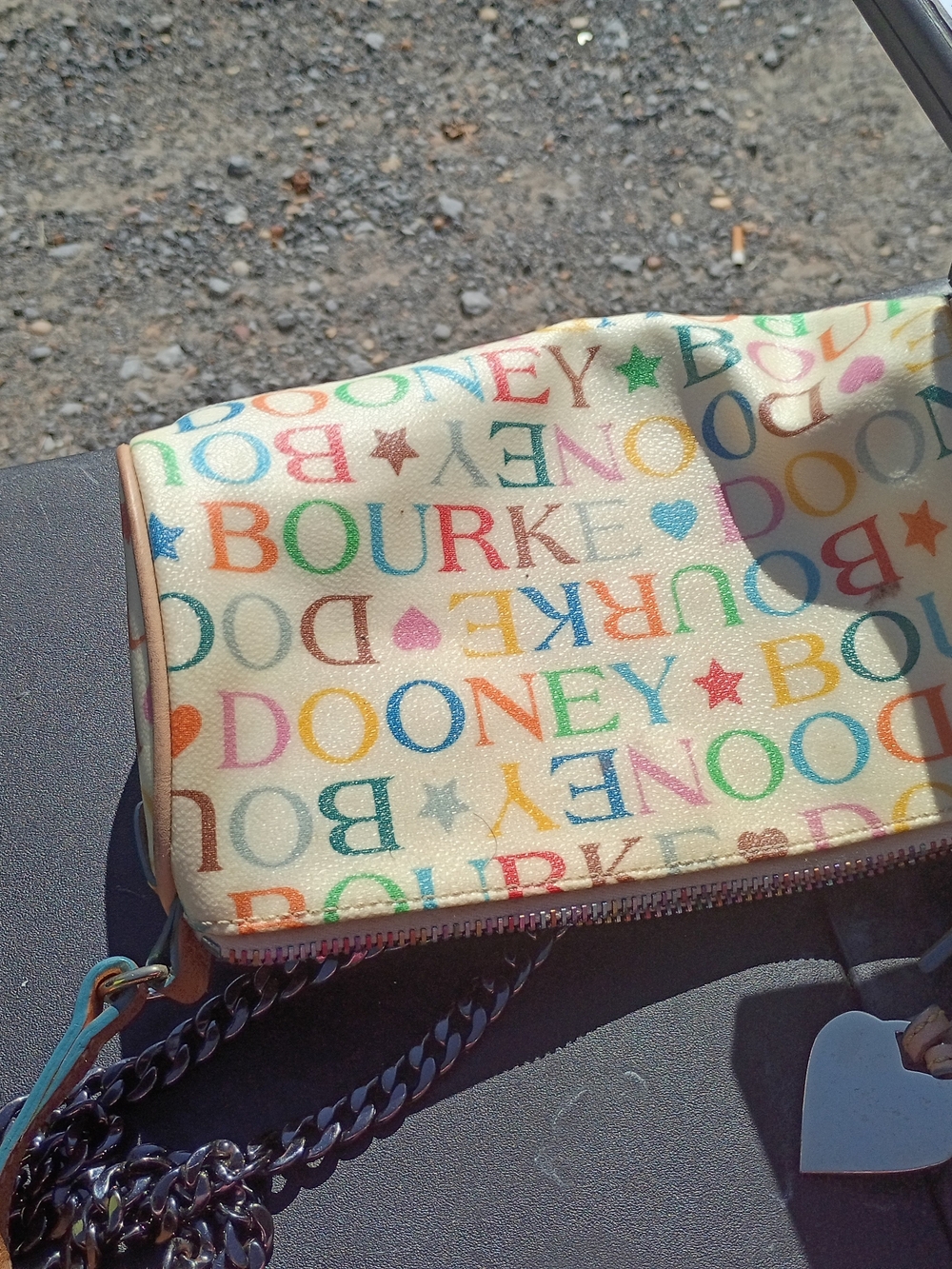 Dooney & Bourke Cream Multicolor Logo Chain Crossbody